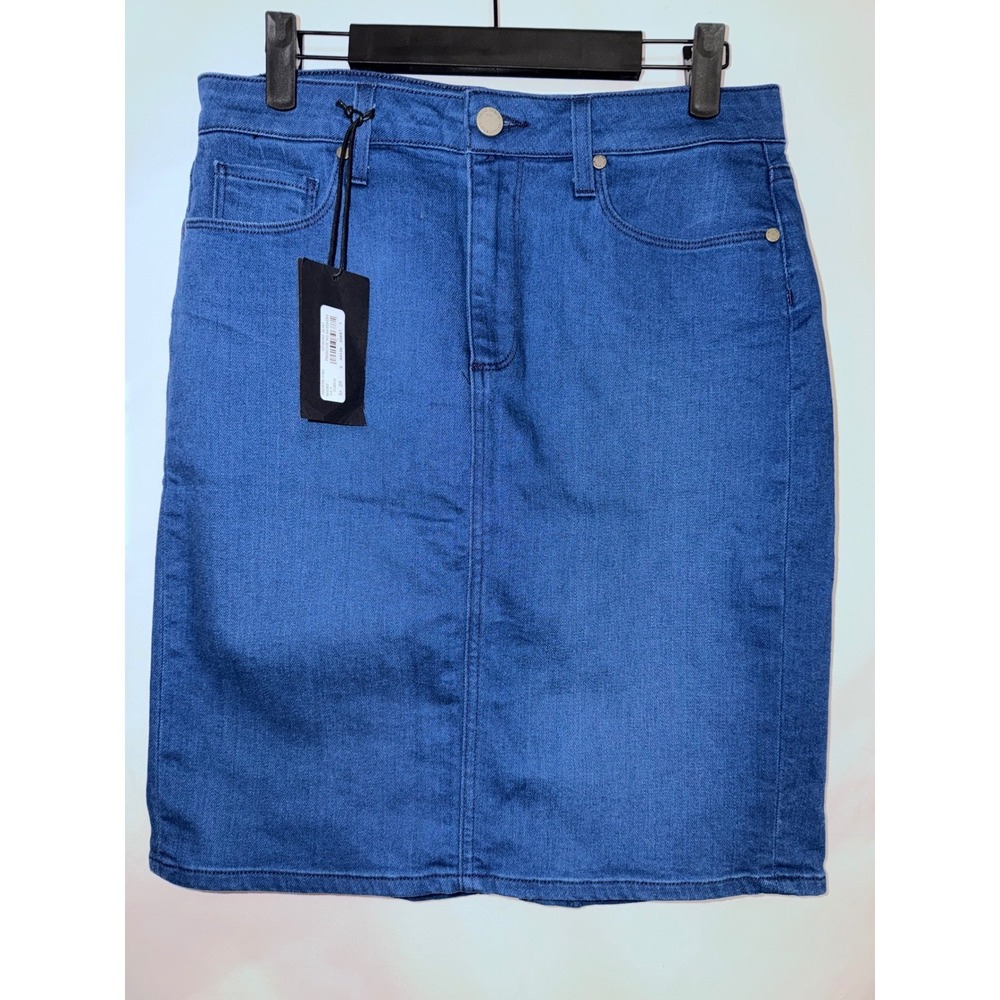NWT PAIGE Deirdre Denim Skirt Frenchie No Whiskers Blue Pencil Midi Size 29 - Picture 2 of 12